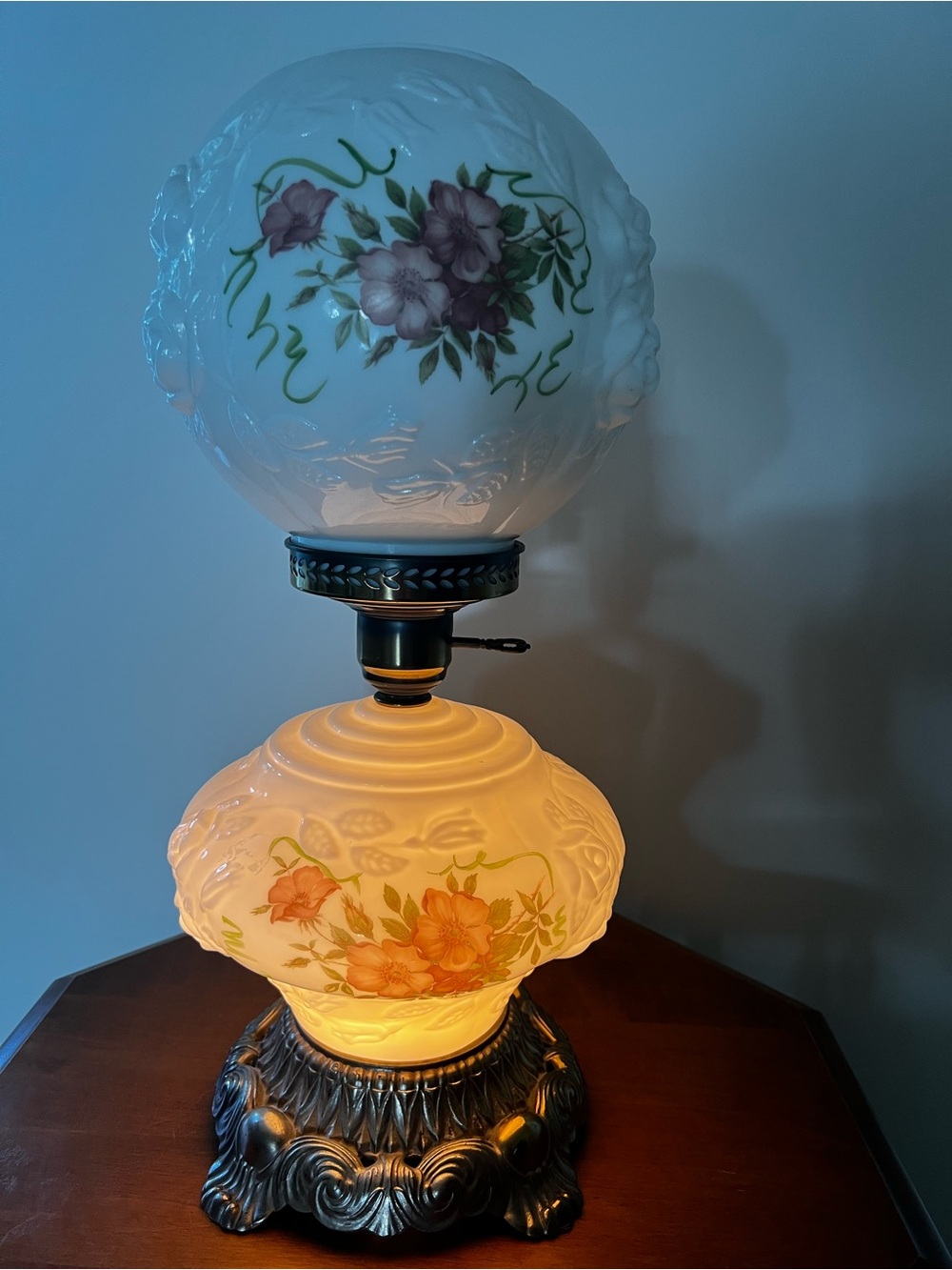 VTG Phoenix Milk Glass cabbage Rose Gone With the Wind 3-way Milk Glass - Picture 10 of 16